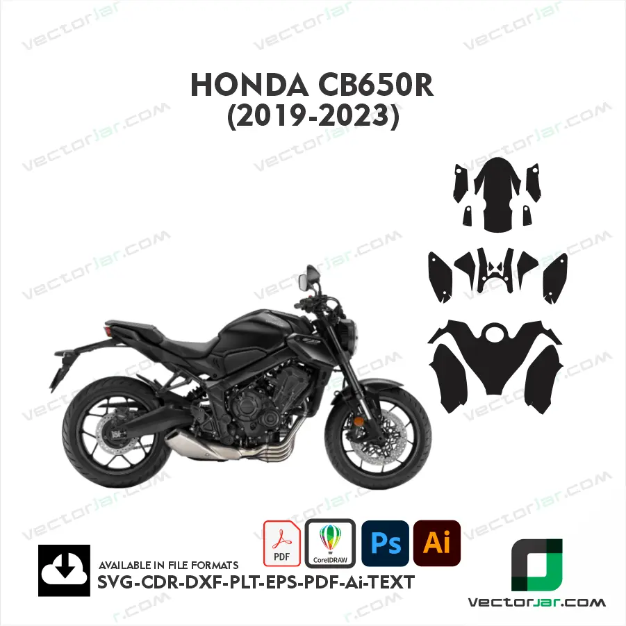 Honda CB650R 2019–2023 Motorcycle PPF & Wrap Cutting Template