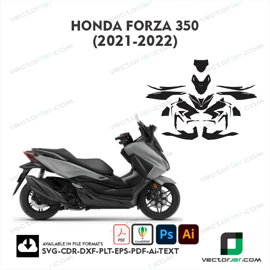 Honda Forza 350 2021–2022 Motorcycle PPF & Wrap Cutting Template