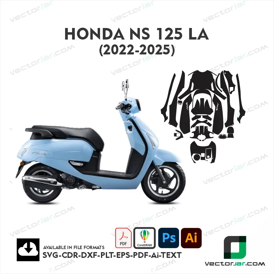 Honda NS125LA 2022–2025 Motorcycle PPF & Wrap Cutting Template