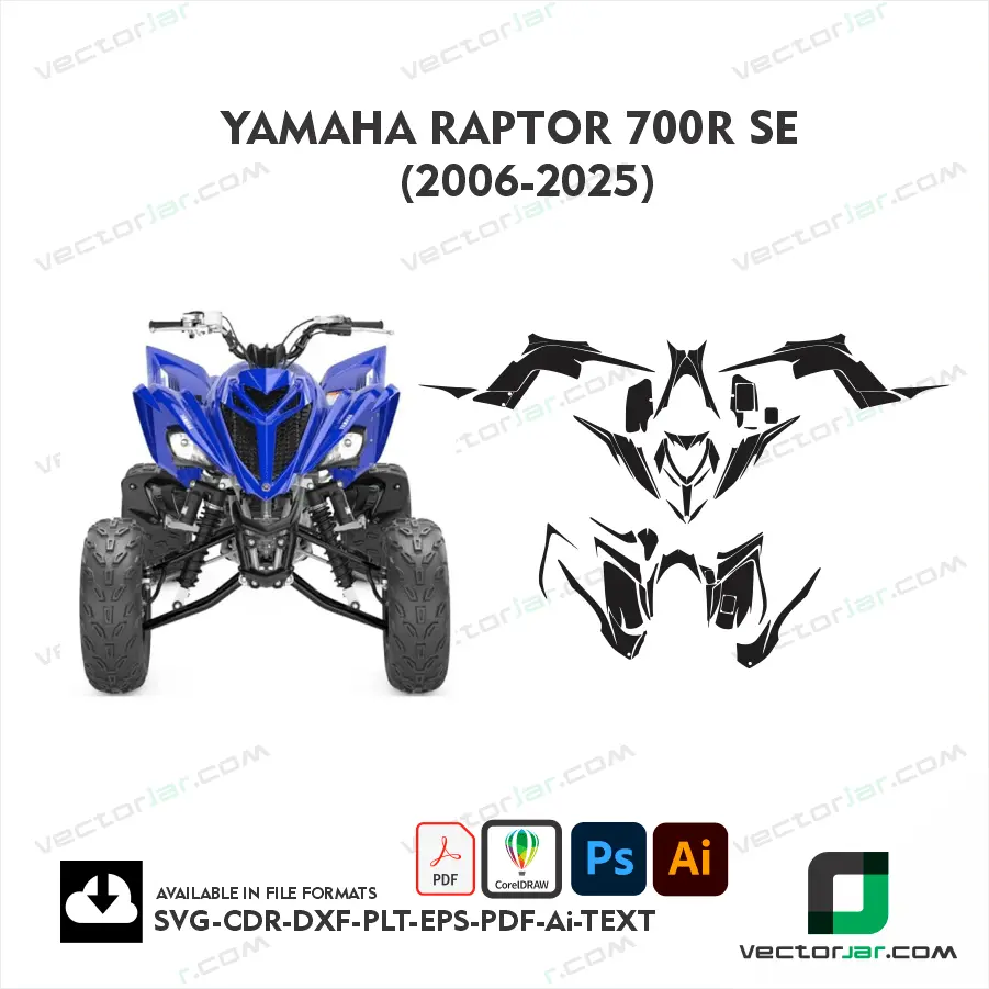 Yamaha Raptor 700R SE 2006–2025 Motorcycle PPF & Wrap Cutting Template