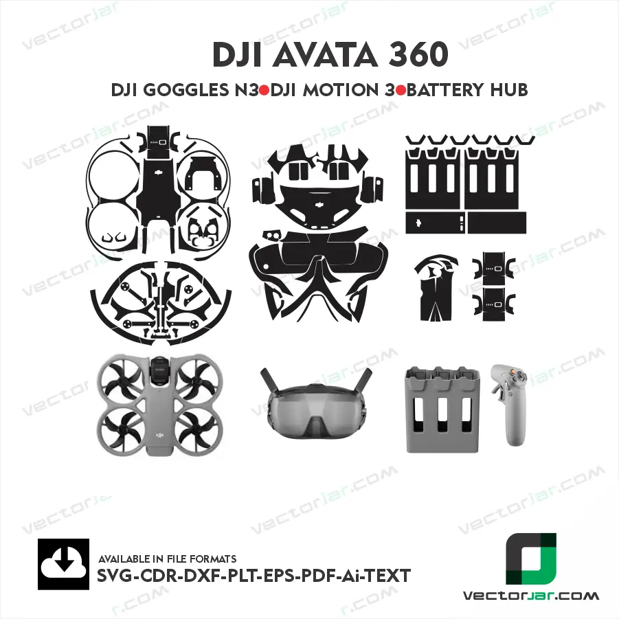 DJI Avata 360 Combo with Goggles N3 and Battery Skin Templates