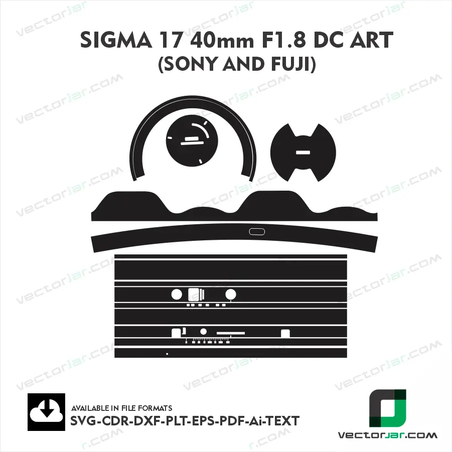 Sigma 17 40mm f1.8 DC ART Sony-E & Fuji skin vector template