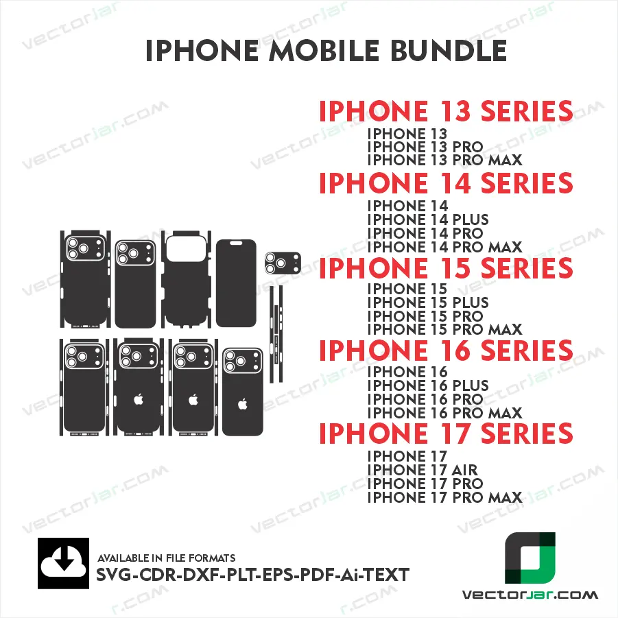 iphone mobile bundle skin vector template cutting file