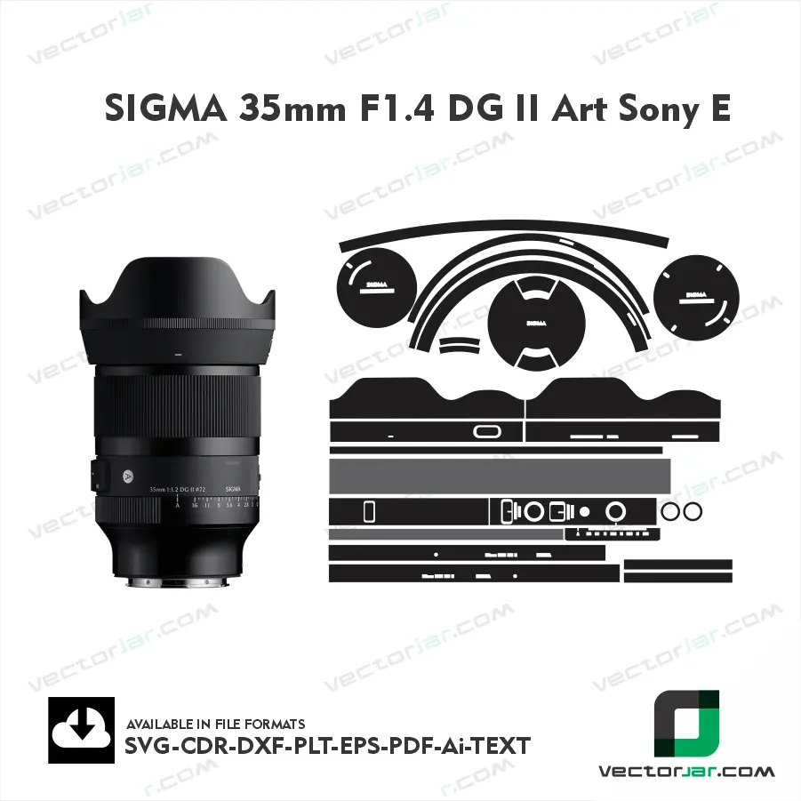 Sigma 35mm F1.4 DG DN II Art Sony E Lens Skin Vector Template