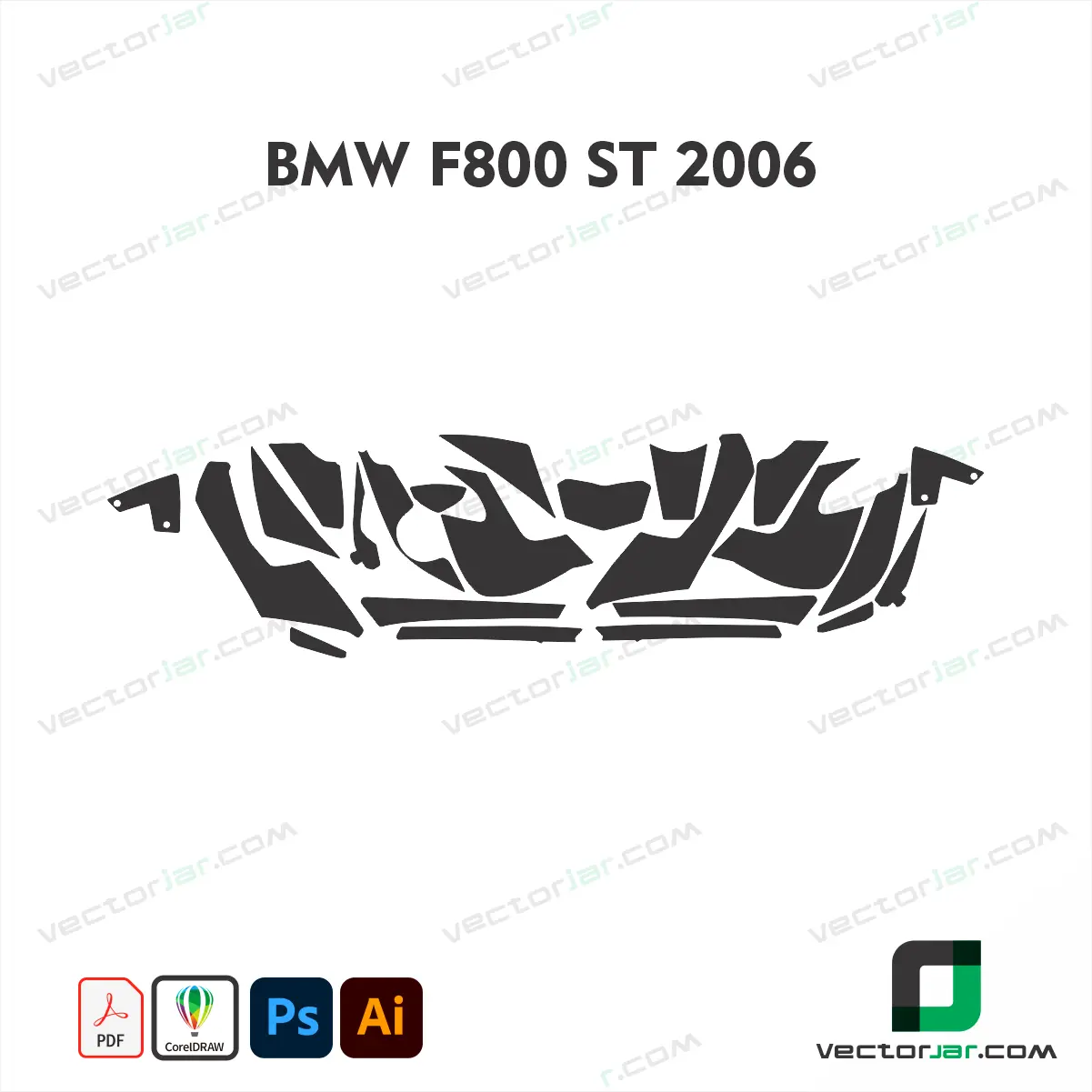BMW F800 ST 2006 Motorcycle Paint Protection Film and Vinyl Wrap Vector Template