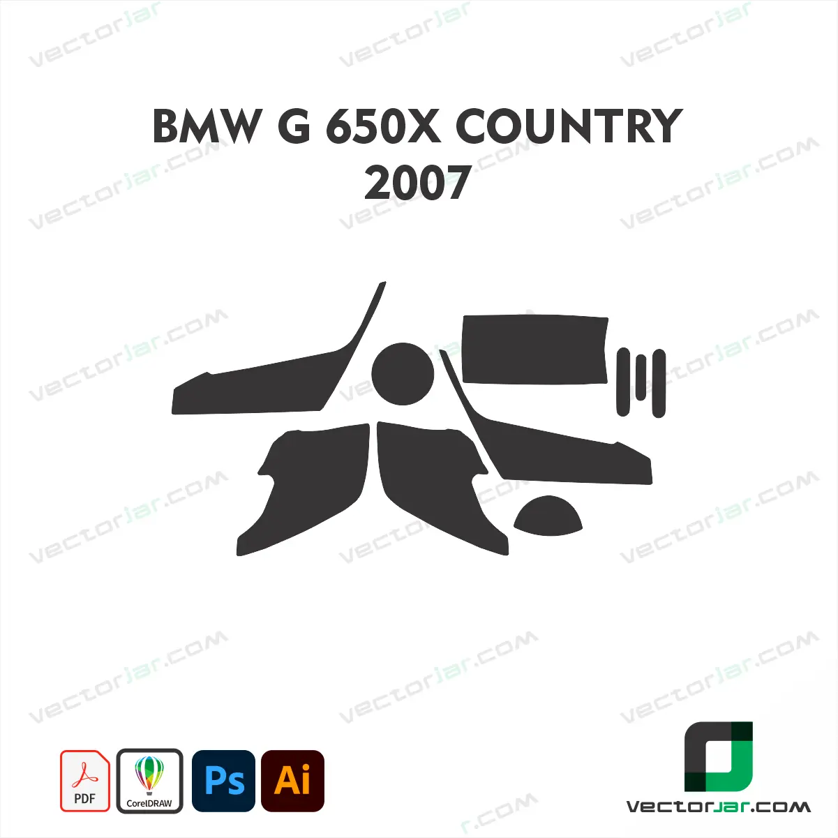 BMW G 650 Xcountry 2007 Motorcycle Paint Protection Film and Vinyl Wrap Vector Template