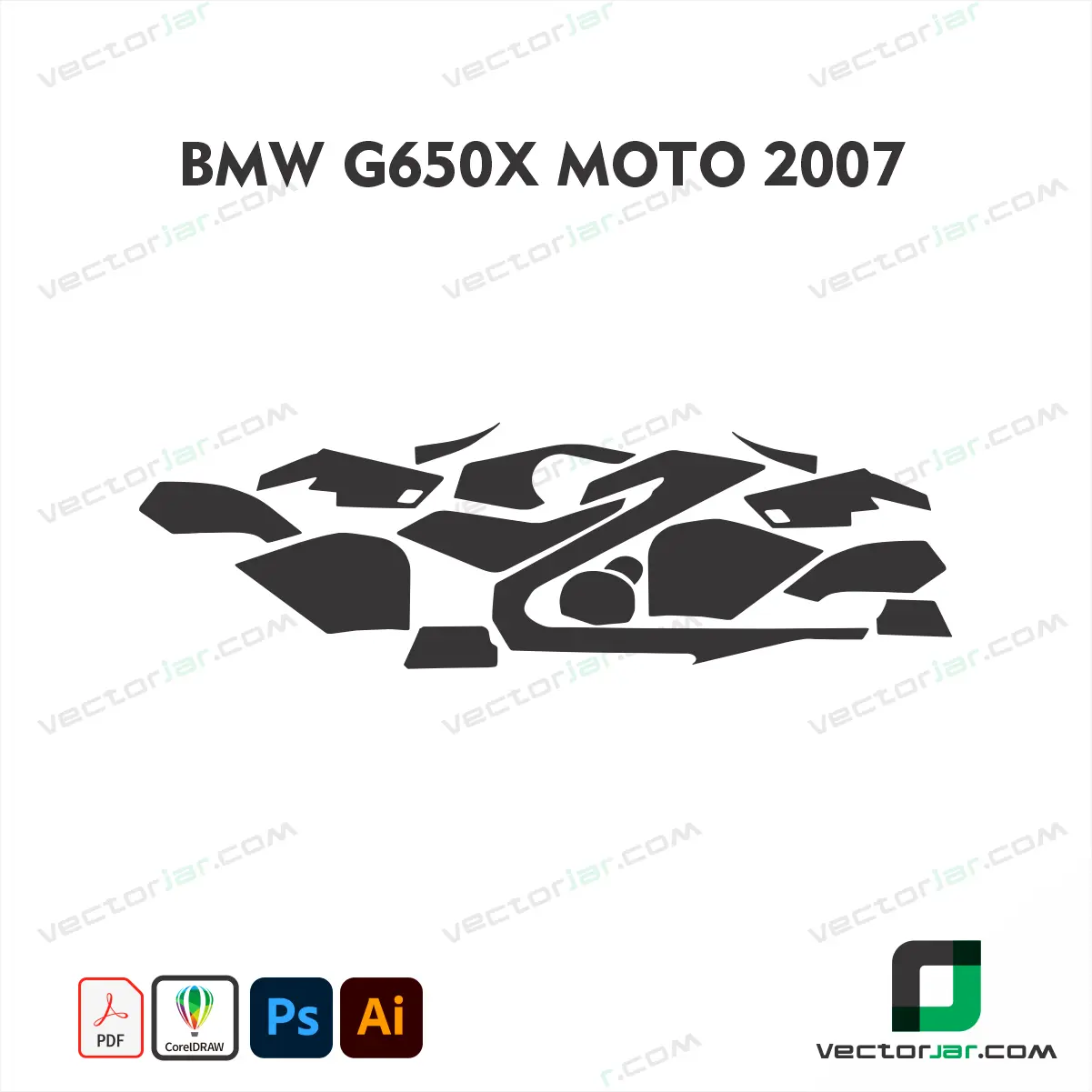 BMW G650 Xmoto 2007 Motorcycle Paint Protection Film and Vinyl Wrap Vector Template
