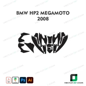 BMW HP2 Megamoto 2008 Motorcycle Paint Protection Film and Vinyl Wrap Vector Template