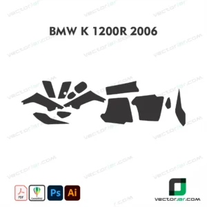 BMW K1200 R 2006 Motorcycle Paint Protection Film and Vinyl Wrap Vector Template
