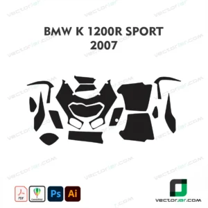 BMW K1200 R Sport 2007 Motorcycle Paint Protection Film and Vinyl Wrap Vector Template