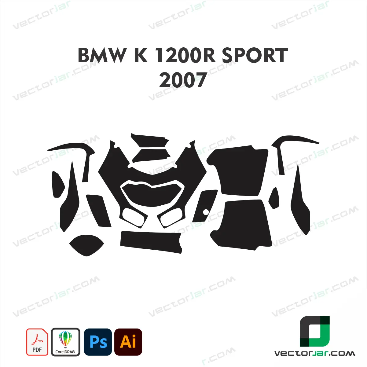 BMW K1200 R Sport 2007 Motorcycle Paint Protection Film and Vinyl Wrap Vector Template