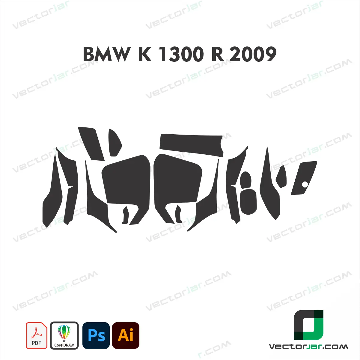 BMW K1300 R 2009 Motorcycle Paint Protection Film and Vinyl Wrap Vector Template
