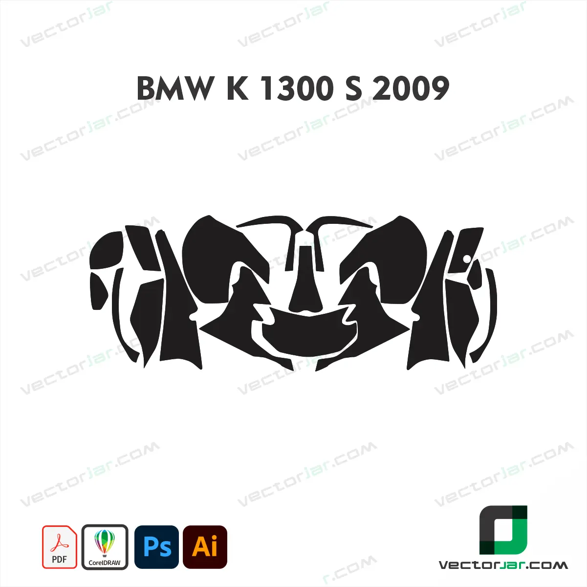 BMW K1300 S 2009 Motorcycle Paint Protection Film and Vinyl Wrap Vector Template