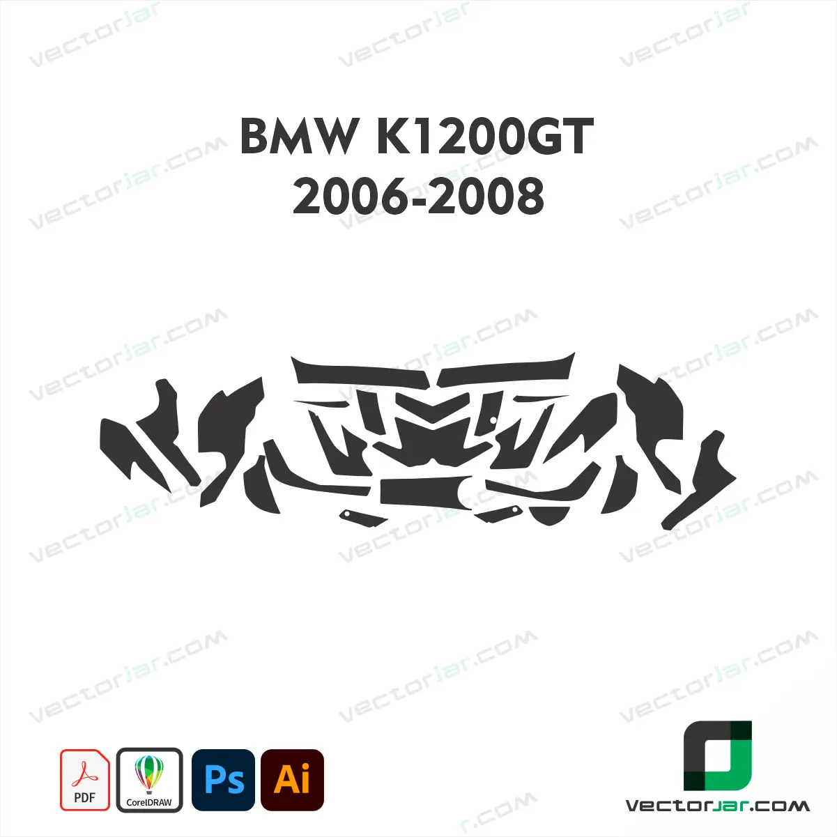 BMW K1200 GT 2006-2008 Motorcycle Paint Protection Film and Vinyl Wrap Vector Template