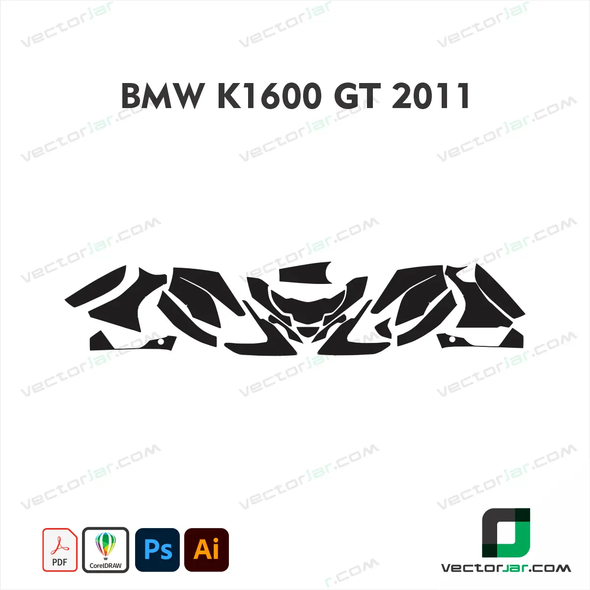 BMW K1600 GT 2011 Motorcycle Paint Protection Film and Vinyl Wrap Vector Template