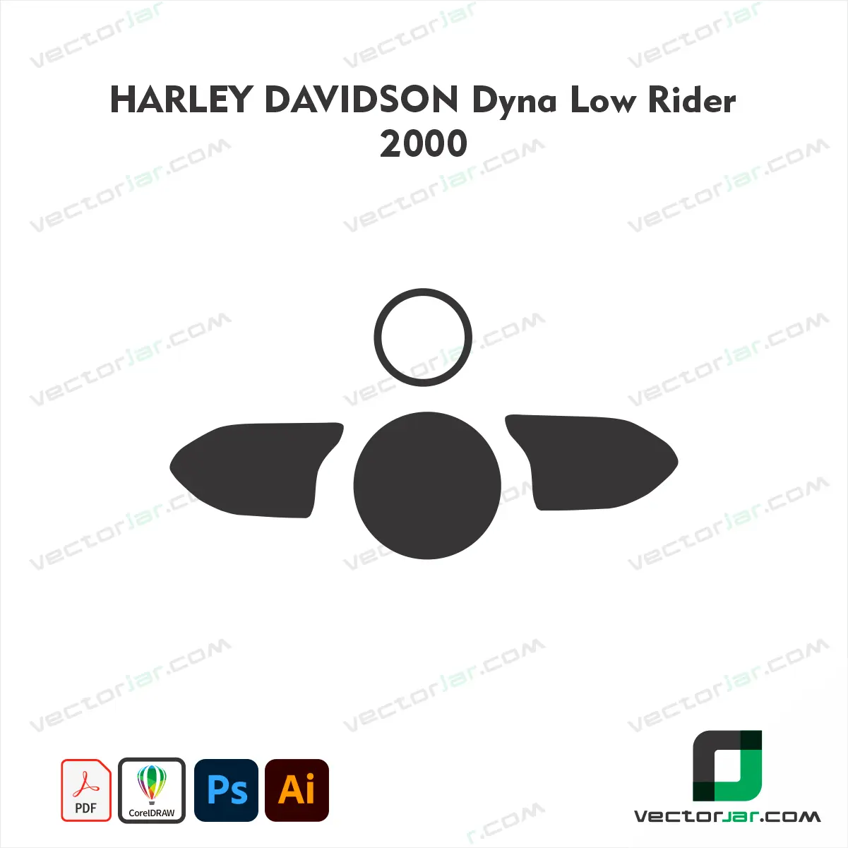 Harley-Davidson Dyna Low Rider 2000 Motorcycle Paint Protection Film and Vinyl Wrap Vector Template