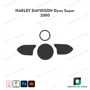 Harley-Davidson Dyna Super Glide 2000 Motorcycle Paint Protection Film and Vinyl Wrap Vector Template