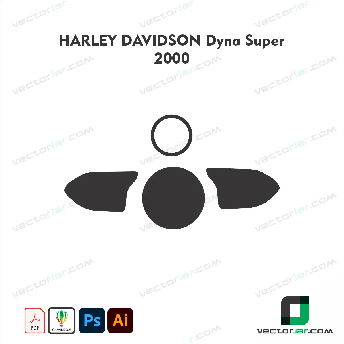 Harley-Davidson Dyna Super Glide 2000 Motorcycle Paint Protection Film and Vinyl Wrap Vector Template