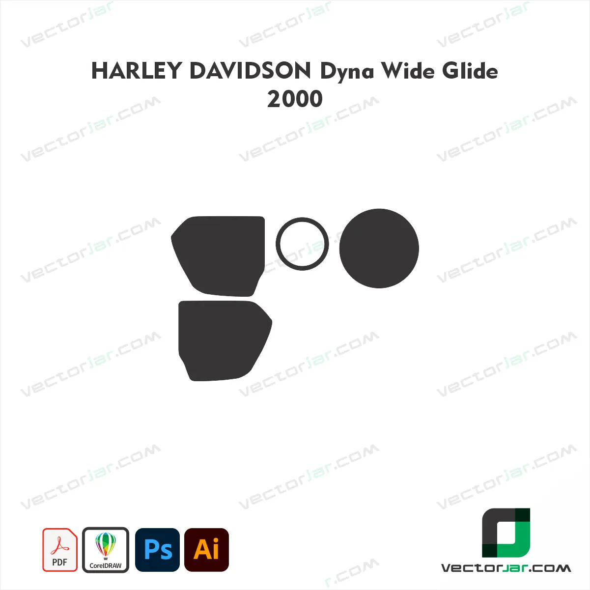 Harley-Davidson Dyna Wide Glide 2000 Motorcycle Paint Protection Film and Vinyl Wrap Vector Template