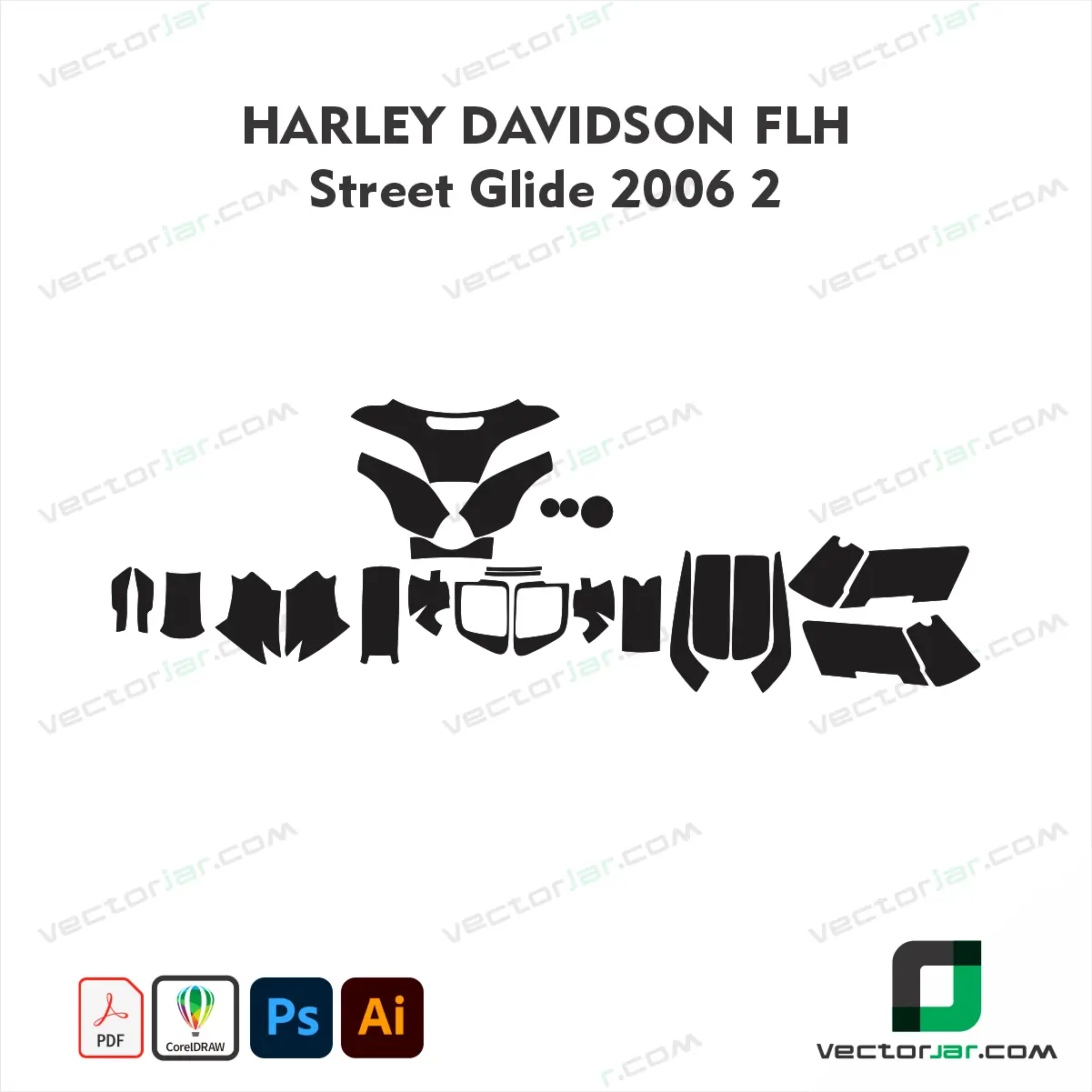 Harley-Davidson FLH Street Glide 2006 Motorcycle Paint Protection Film and Vinyl Wrap Vector Template