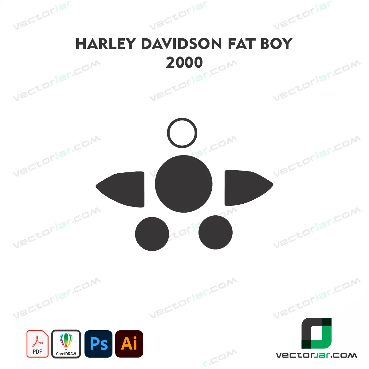 Harley-Davidson Fat Boy 2000 Motorcycle Paint Protection Film and Vinyl Wrap Vector Template