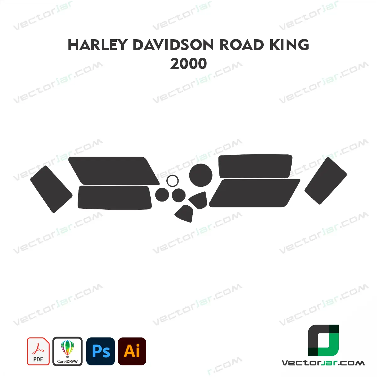 Harley-Davidson Road King 2000 Motorcycle Paint Protection Film and Vinyl Wrap Vector Template