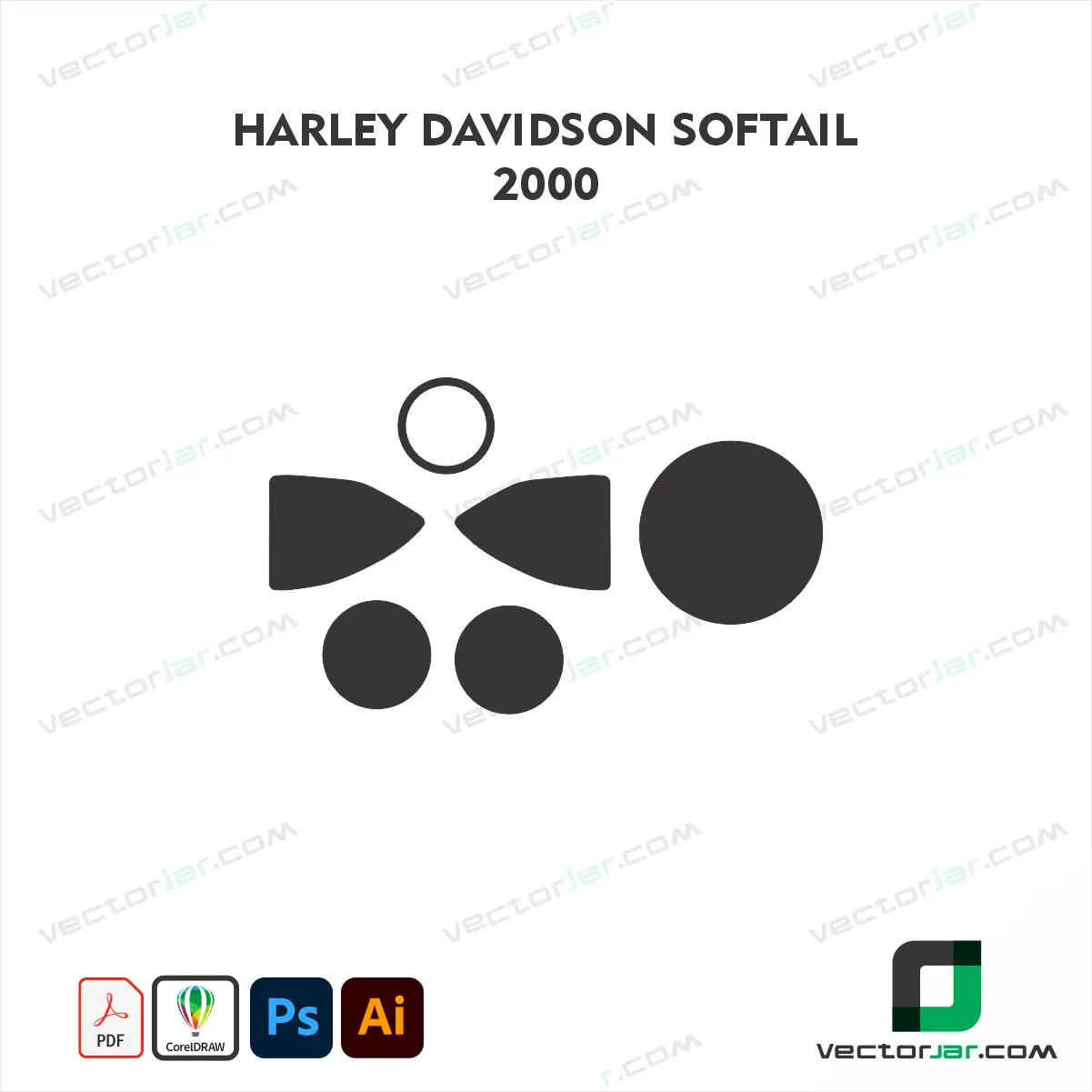 vHarley-Davidson Softail 2000 Motorcycle Paint Protection Film and Vinyl Wrap Vector Template