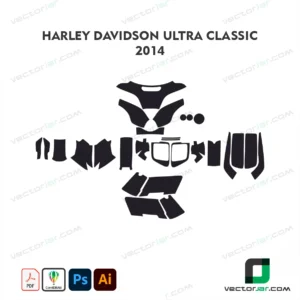 Harley-Davidson Ultra Classic 2014 Motorcycle Paint Protection Film and Vinyl Wrap Vector Template