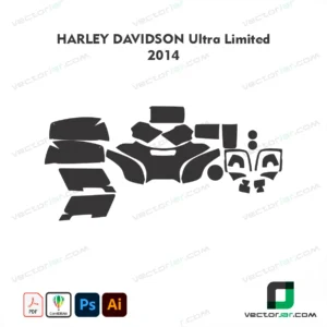 Harley-Davidson Ultra Limited 2014 Motorcycle Paint Protection Film and Vinyl Wrap Vector Template
