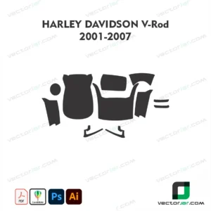 Harley-Davidson V-Rod 2001-2007 Motorcycle Paint Protection Film and Vinyl Wrap Vector Template