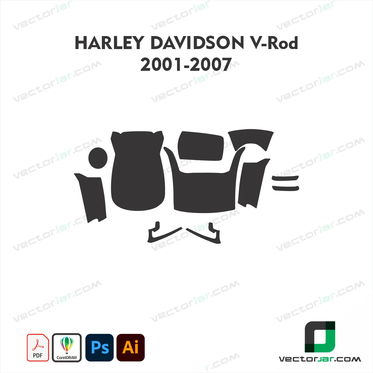 Harley-Davidson V-Rod 2001-2007 Motorcycle Paint Protection Film and Vinyl Wrap Vector Template