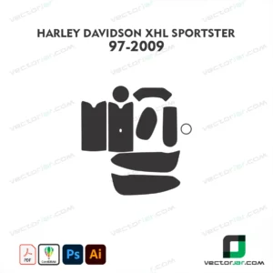 Harley-Davidson XLH Sportster 1997-2009 Motorcycle Paint Protection Film and Vinyl Wrap Vector Template