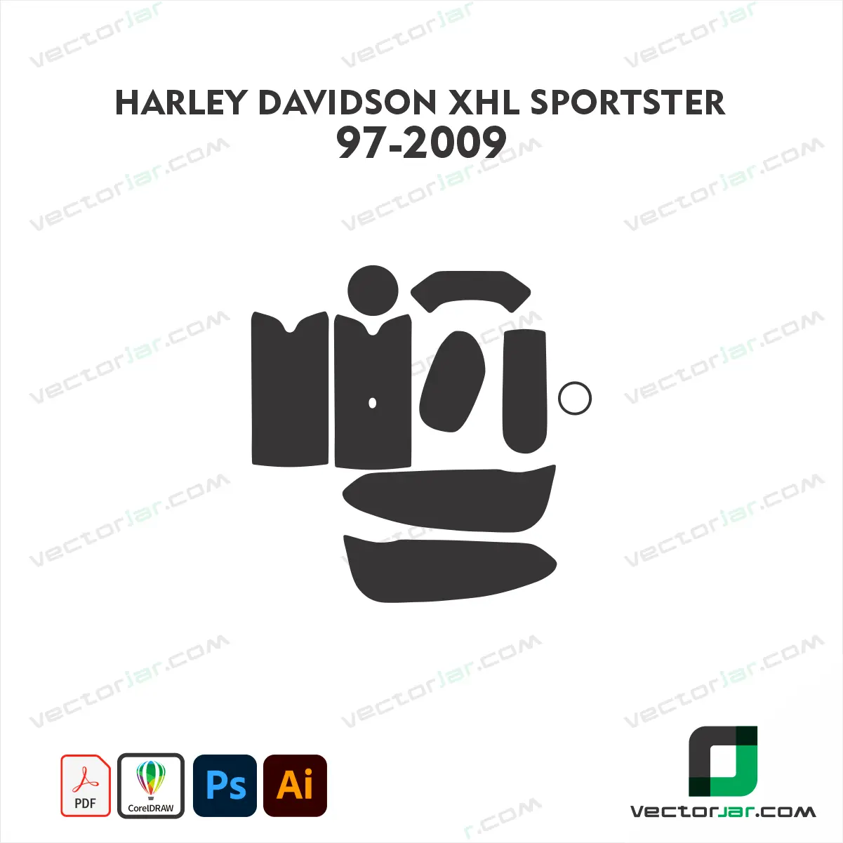 Harley-Davidson XLH Sportster 1997-2009 Motorcycle Paint Protection Film and Vinyl Wrap Vector Template