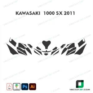 Kawasaki 1000 SX 2011 Motorcycle Paint Protection Film and Vinyl Wrap Vector Template