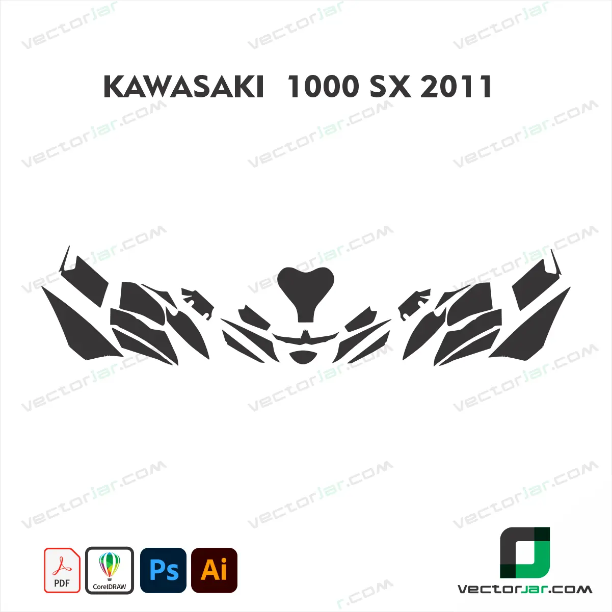 Kawasaki 1000 SX 2011 Motorcycle Paint Protection Film and Vinyl Wrap Vector Template
