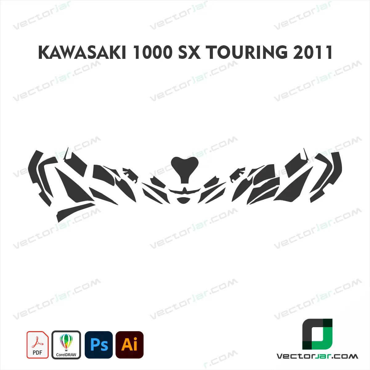 Kawasaki 1000 SX Touring 2011 Motorcycle Paint Protection Film and Vinyl Wrap Vector Template