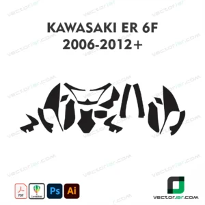 Kawasaki ER-6F 06-2012+ Motorcycle Paint Protection Film and Vinyl Wrap Vector Template