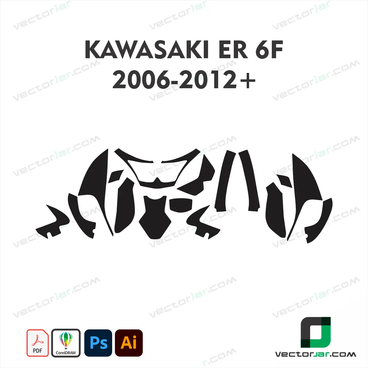 Kawasaki ER-6F 06-2012+ Motorcycle Paint Protection Film and Vinyl Wrap Vector Template