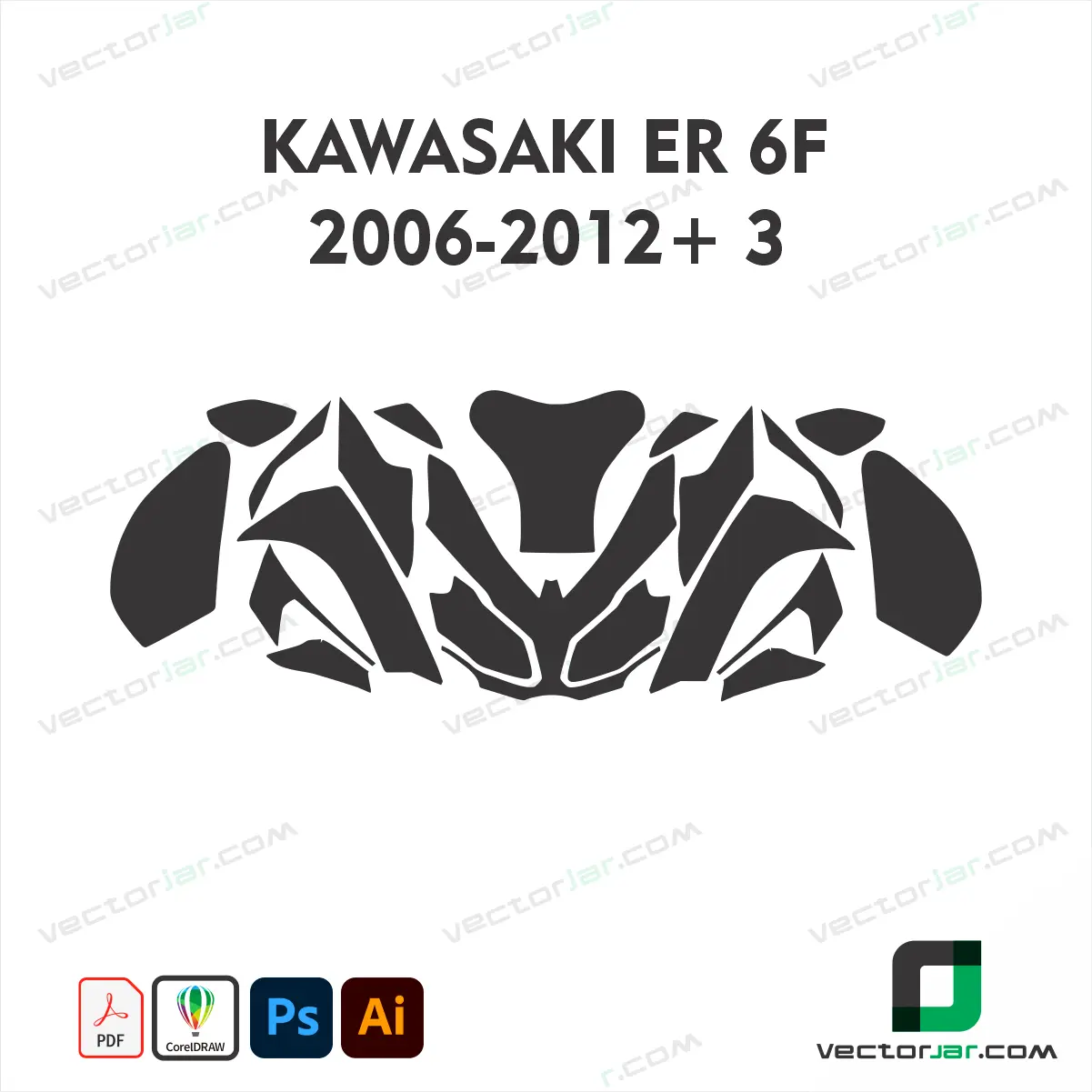 Kawasaki ER-6F 2006-2012 Motorcycle Paint Protection Film and Vinyl Wrap Vector Template