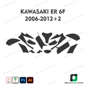 Kawasaki ER-6F 2006-2012+ 2 Motorcycle Paint Protection Film and Vinyl Wrap Vector Template