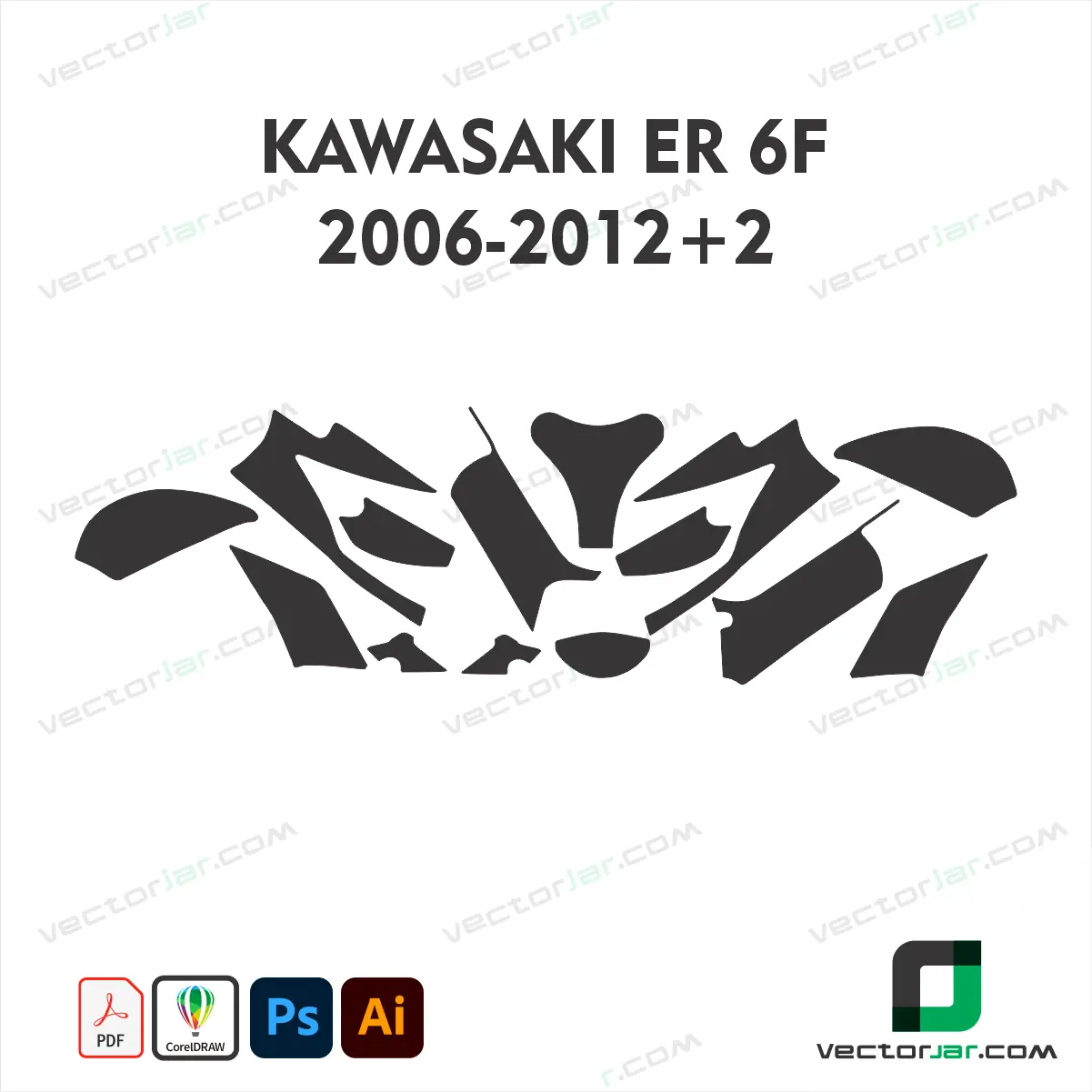 Kawasaki ER-6F 2006-2012+ 2 Motorcycle Paint Protection Film and Vinyl Wrap Vector Template
