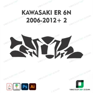 Kawasaki ER-6N 2006-2012+ 2 Motorcycle Paint Protection Film and Vinyl Wrap Vector Template