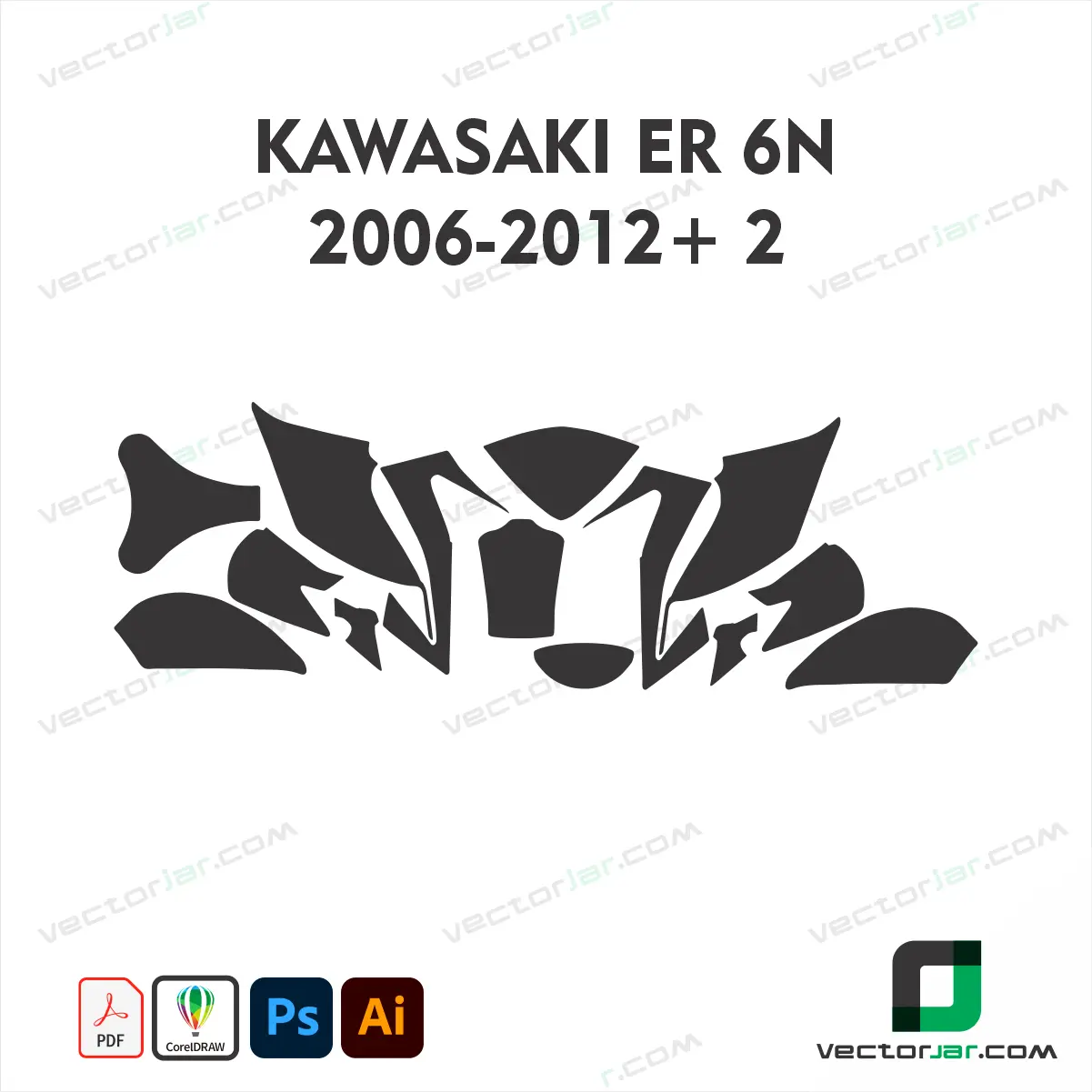 Kawasaki ER-6N 2006-2012+ 2 Motorcycle Paint Protection Film and Vinyl Wrap Vector Template