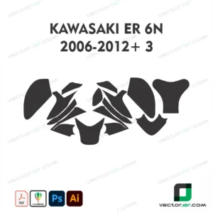 Kawasaki ER-6N 2006-2012+ 3 Motorcycle Paint Protection Film and Vinyl Wrap Vector Template
