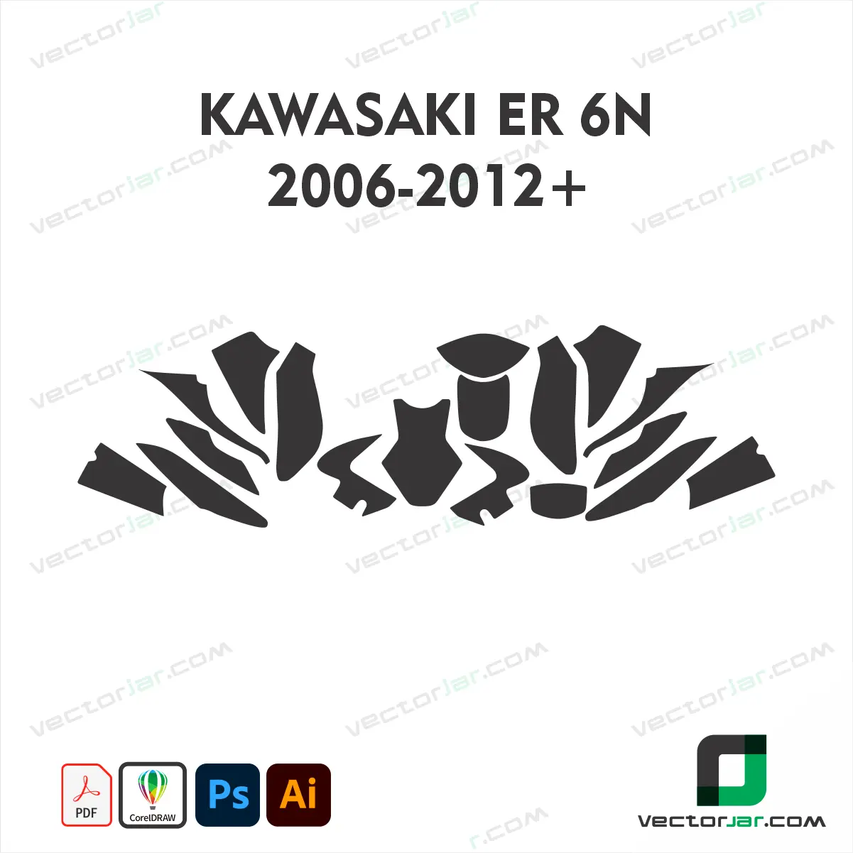 Kawasaki ER-6N 2006-2012+ Motorcycle Paint Protection Film and Vinyl Wrap Vector Template