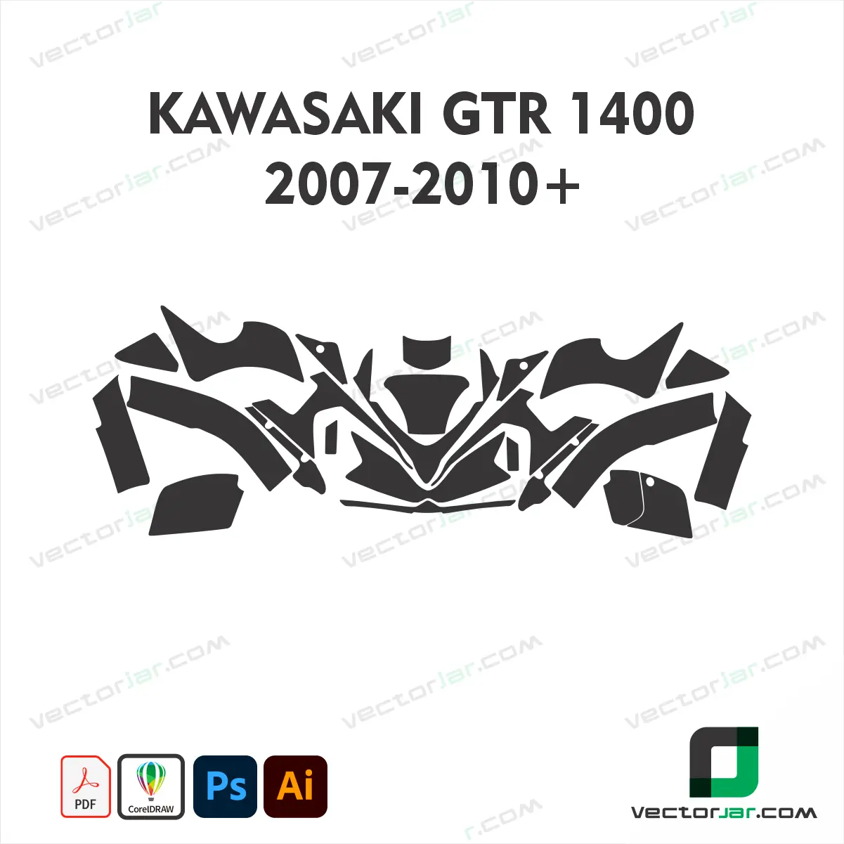 Kawasaki GTR 1400 2007-2010+ Motorcycle Paint Protection Film and Vinyl Wrap Vector Template