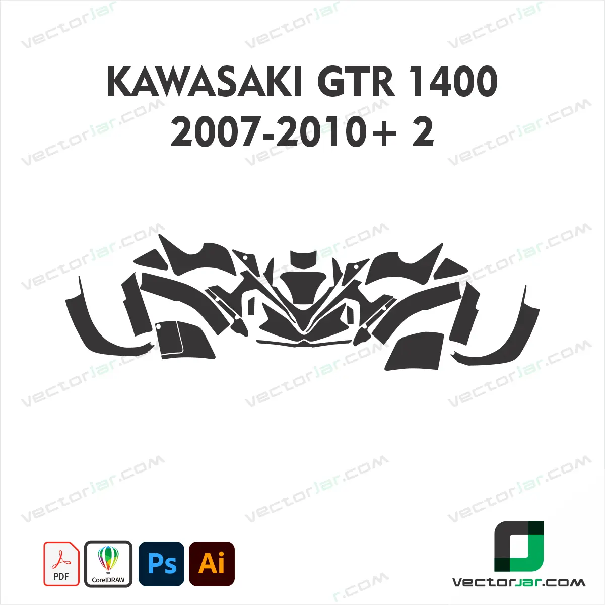 Kawasaki GTR 1400 2007-2010+ 2 Motorcycle Paint Protection Film and Vinyl Wrap Vector Template