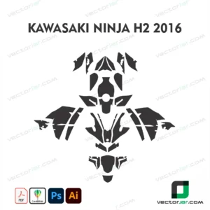 Kawasaki Ninja H2 2016 Motorcycle Paint Protection Film and Vinyl Wrap Vector Template