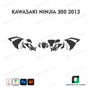 Kawasaki Ninja 300 2013 Motorcycle Paint Protection Film and Vinyl Wrap Vector Template