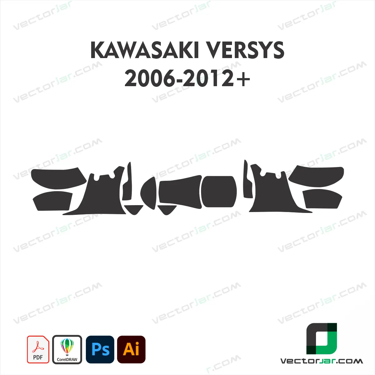 Kawasaki Versys 2006-2012+ Motorcycle Paint Protection Film and Vinyl Wrap Vector Template